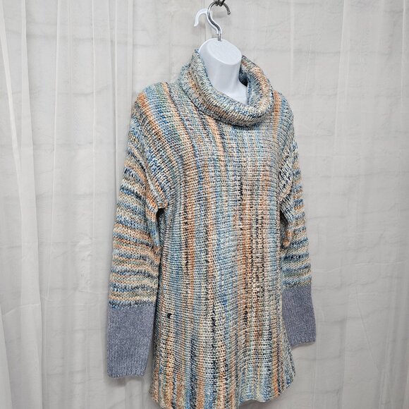 NWT Blue Peach Turtleneck Tunic Sweater Stripes Boho Rag Granola M - Picture 4 of 10
